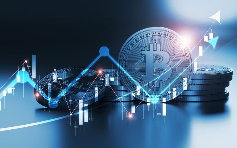 Cryptocurrency financial graph growth concept